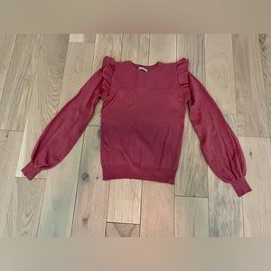 Anna Rae Balloon Sleeve Rose Sweater